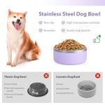 LIHOOOOM Stainless Steel Dog Bowls, Metal Dog Bowls, Water Bowl for Dogs, Dog Food Bowls, Pet Bowls for Dogs, Dog Dish for Large Dogs, Insulated Dog Bowl, Non Slip Dog Bowl,Easy Clean,40oz,LightPurple
