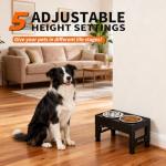 Elevated Dog Bowls with 2 Stainless Steel Bowls, 5-Height Adjustable Stand (3.1", 9" to 12"), for Improved Digestion & Neck Support, Easy Clean, Non-Slip Base Raised Feeder for Medium Large Dogs