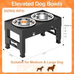 Elevated Dog Bowls with 2 Stainless Steel Bowls, 5-Height Adjustable Stand (3.1", 9" to 12"), for Improved Digestion & Neck Support, Easy Clean, Non-Slip Base Raised Feeder for Medium Large Dogs
