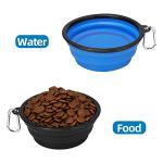 Kytely Large Collapsible Dog Bowls 2 Pack, 34oz Foldable Dog Travel Bowl, Portable Pet Water Food Bowl with Clasp, Pet Cat Feeding Cup Dish for Traveling, Walking, Hiking (Black+Blue)