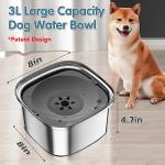 UPSKY 3L Dog Water Bowl 101oz Stainless Steel No Spill Large Capacity Dog Food Water Bowl Slow Water Feeder, Spill Proof Pet Water Dispenser Vehicle Carried Travel Water Bowls