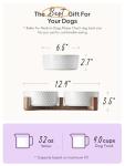 Dog Bowls Ceramic for Small Medium Dogs - 3-Cup Dual Food & Water Bowl Set with Acacia Wood Stand, Non-Slip Anti-Tip Elevated Design