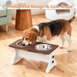 Piskyet Elevated Dog Bowls,Farmhouse Dog Bowls Stand, Raised Dog Bowl with 2 Stainless Steel Wooden Dog Bowl,3.5Cups8.5''H_30 oz Bowl-Farmhouse Style