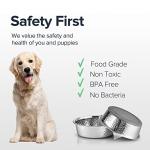 URBUDDIES 2 Pack Hammered Stainless Steel Dog Bowls, Premium Metal Dog Bowls with Non Slip Rubber Bottom, Dishwasher Safe, Easy to Clean, 8 Cup, Gray Bottom