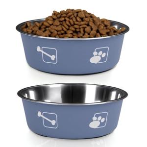 FrutPunch Stainless Steel Dog Bowls, Dog Food Bowl with Silicone Non-Slip, Puppy Bowls for Medium, Set of 2
