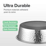 URBUDDIES 2 Pack Hammered Stainless Steel Dog Bowls, Premium Metal Dog Bowls with Non Slip Rubber Bottom, Dishwasher Safe, Easy to Clean, 8 Cup, Gray Bottom