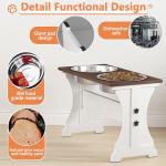 Piskyet Elevated Dog Bowls,Farmhouse Dog Bowls Stand, Raised Dog Bowl with 2 Stainless Steel Wooden Dog Bowl,3.5Cups8.5''H_30 oz Bowl-Farmhouse Style