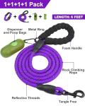 Dynmeow Reflective Dog Collar and Leash Set, 6FT Strong Climbing Rope Leash with Padded Handle, Adjustable Pet Collar with Soft Neoprene Padding for Medium Large Dogs, Purple, M