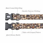 Olahibi Dog Collar Leash Set, Leopard Pattern, Polyester Material, Adjustable Collar and 5ft Matching Leash, for Small Dogs.(S, Brown Leopard)