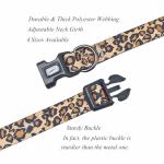 Olahibi Dog Collar Leash Set, Leopard Pattern, Polyester Material, Adjustable Collar and 5ft Matching Leash, for Small Dogs.(S, Brown Leopard)