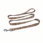 Olahibi Dog Collar Leash Set, Leopard Pattern, Polyester Material, Adjustable Collar and 5ft Matching Leash, for Small Dogs.(S, Brown Leopard)