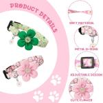 3 Pack Dog Collar and Leash Set, Puppy Collar and Leash Adjustable Floral Dog Collars for Small Dogs Soft Pet Collar for Puppy Small Dogs (Green,Pink,Yellow)