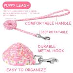 3 Pack Dog Collar and Leash Set, Puppy Collar and Leash Adjustable Floral Dog Collars for Small Dogs Soft Pet Collar for Puppy Small Dogs (Green,Pink,Yellow)