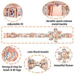 HSIGIO Dog Collar and Leash Set Girls Adjustable Puppy Collars with Floral Bow Tie for Small Medium Large Female Dogs, Orange Flower, XS