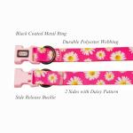 Olahibi Dog Collar and Leash Set, Cute Pink Daisy Pattern, Polyester Material, 5ft Leash, for Small Dogs.(S, Daisy Set)