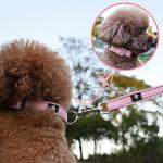 NESTROAD Reflective Dog Collar and Leash Set,Soft Neoprene Pet Collar with Quick Release Buckle,Adjustable Nylon Dog Collars for Small Medium Large Dogs(Medium Collar + 5FT Leash,Pink)