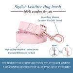 Dog Collar and Leash Set.Soft and Easy to Clean Vegan Leather with Rose Gold Metal Buckle for Small Medium Large Dogs (Pink, L(15.4”-24.8“)