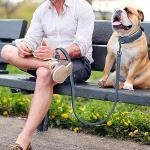 Didog Soft Padded Leather Dog Collar and Leash Set, Adjustable Dog Leash and Collar Set with Metal Buckle, Breathable Dog Collars with 4FT Faux Leather Dog Leash for Small Medium Large Dogs, Blue, XL