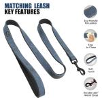 Didog Soft Padded Leather Dog Collar and Leash Set, Adjustable Dog Leash and Collar Set with Metal Buckle, Breathable Dog Collars with 4FT Faux Leather Dog Leash for Small Medium Large Dogs, Blue, XL