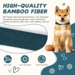 Peacock Blue Dog Collar and Leash Set for Medium Dogs Soft and Breathable of 90% Rayon from Bamboo and 10% Polyester Comfortable Skin-Friendly, Adjustable Leash Set with Quick Release Buckle