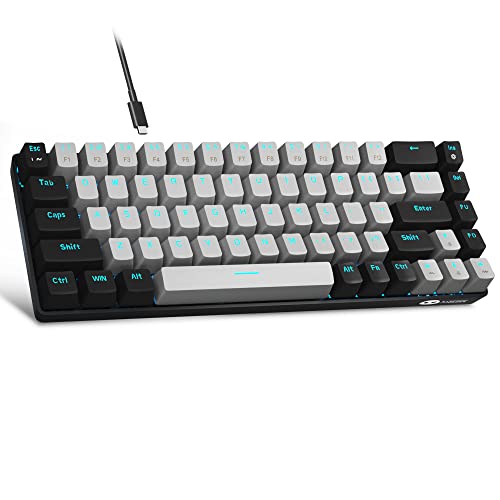 MageGee 60% Mechanical Gaming Keyboard, LED Backlit Compact 68 Keys - Grey/Black