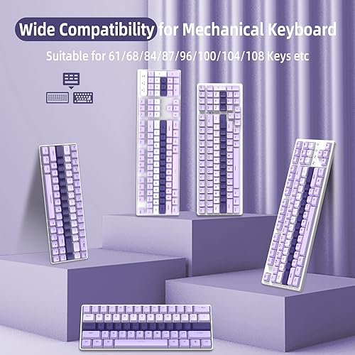 Custom Gradient Light Purple ABS Keycap Set - 112 Key OEM Profile for Mechanical Keyboards
