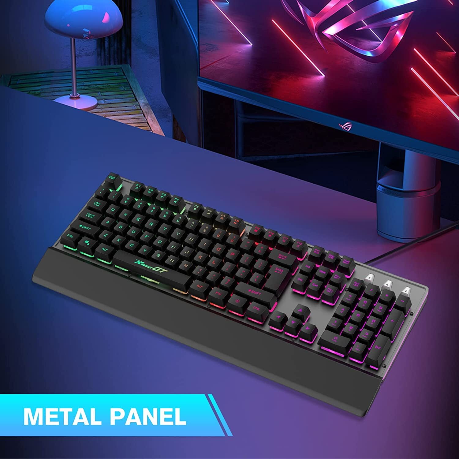 RaceGT Wired Mechanical Gaming Keyboard with Rainbow Backlit