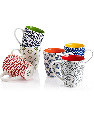 Colorful 16 Oz Porcelain Coffee Mug Set of 6