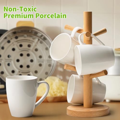 Mfacoy Set of 4 White Ceramic Coffee Mugs