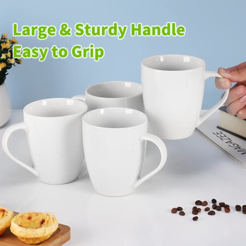 Mfacoy Set of 4 White Ceramic Coffee Mugs