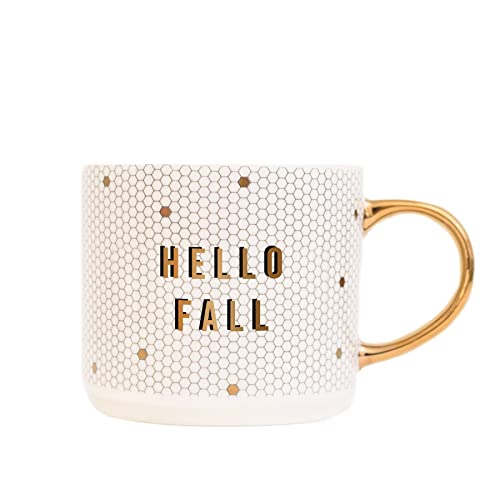 Honeycomb Tile Coffee Mug with Gold Handle