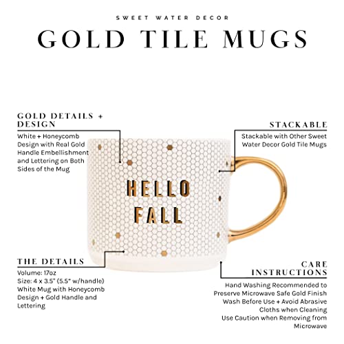 Honeycomb Tile Coffee Mug with Gold Handle