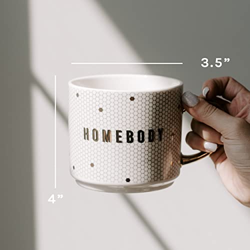Honeycomb Tile Coffee Mug with Gold Handle