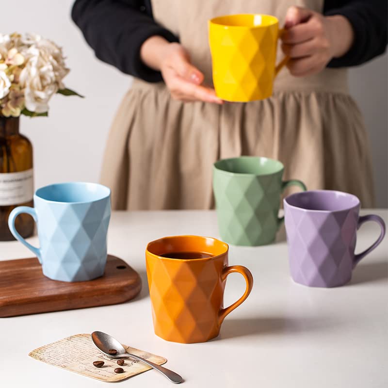 Colorful Set of 6 Porcelain Coffee Mugs