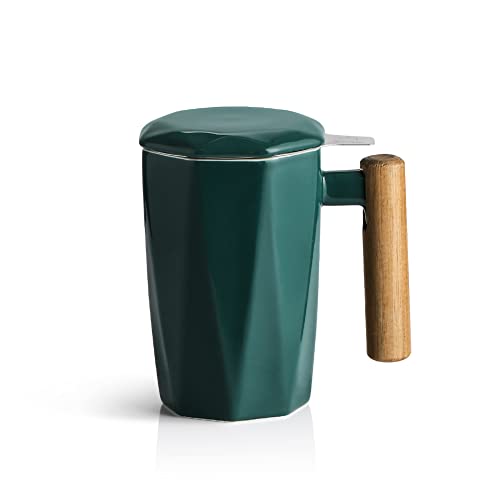 Jade Porcelain Tea Mug with Infuser and Lid