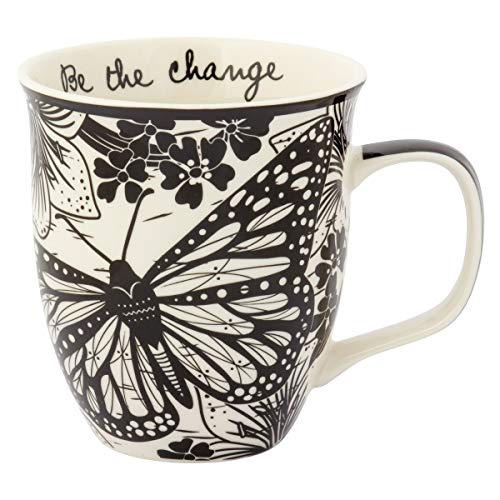Boho Butterfly Mug – Black and White, 16 oz