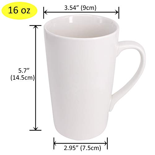 Belinlen 16 Oz White Ceramic Coffee Mugs (2 Pack)