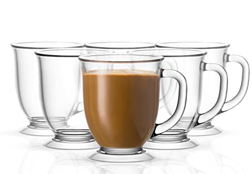 Clear Glass Coffee Mugs Set of 6, 15 oz