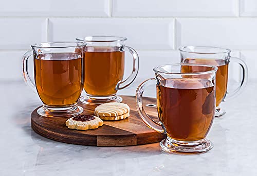 Clear Glass Coffee Mugs Set of 6, 15 oz