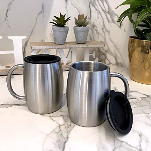 Set of 2 Stainless Steel Insulated Coffee Mugs