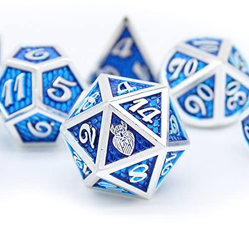 Dragon Scale D&D Metal Dice Set with Storage Bag