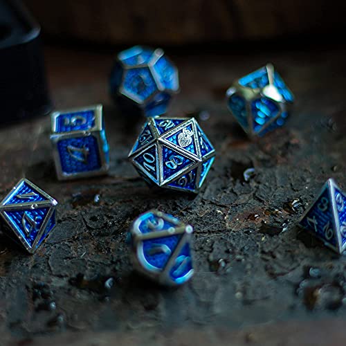 Dragon Scale D&D Metal Dice Set with Storage Bag