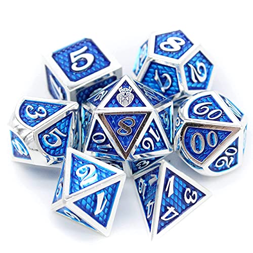 Dragon Scale D&D Metal Dice Set with Storage Bag