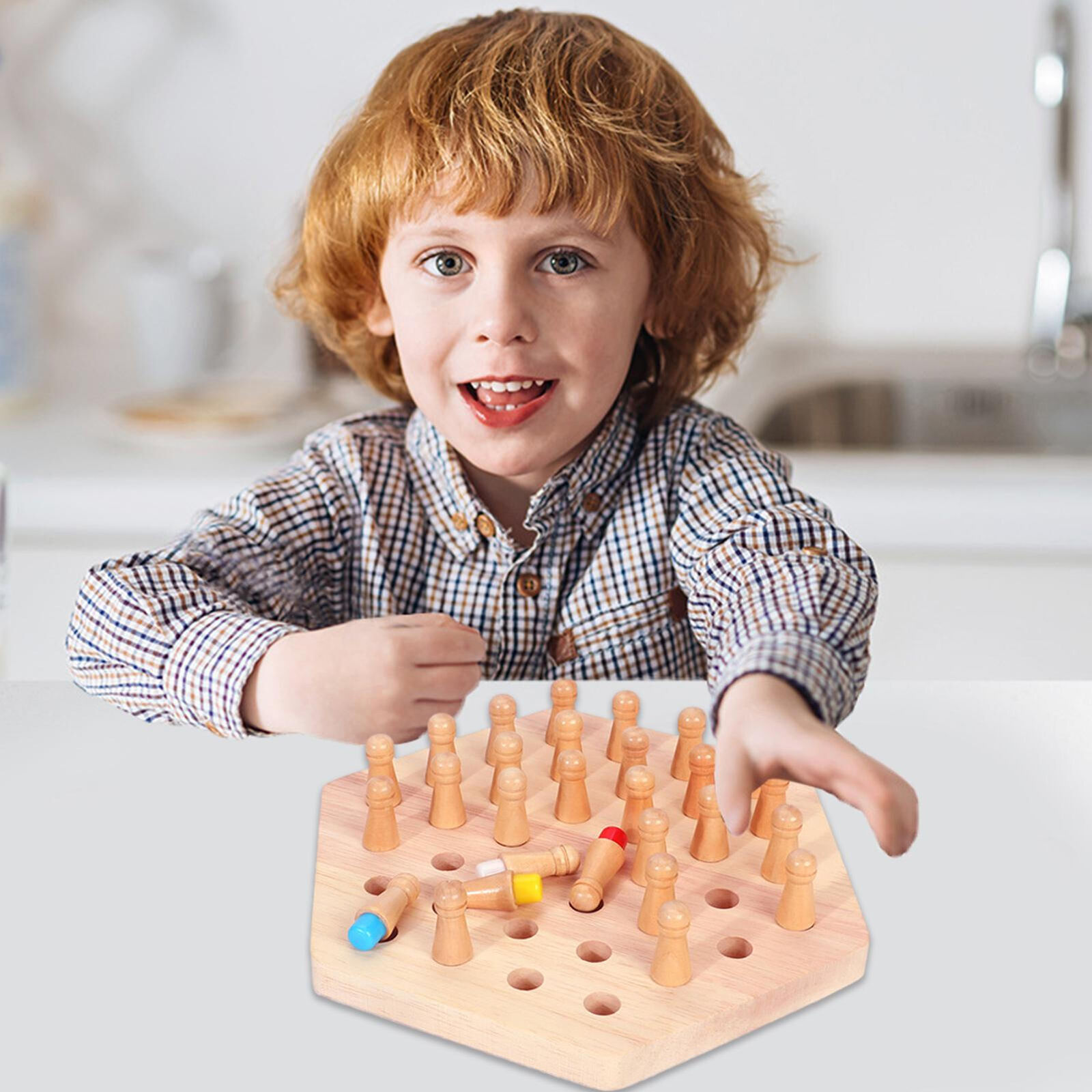 Wooden Memory Chess Game for Kids Ages 3-4