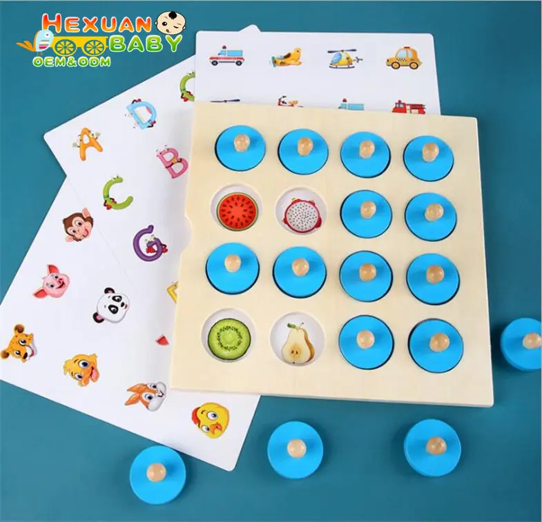 Wooden Memory Chess Game for Toddlers