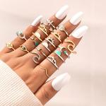 FUTIMELY Boho Stackable Rhinestone Ring Set