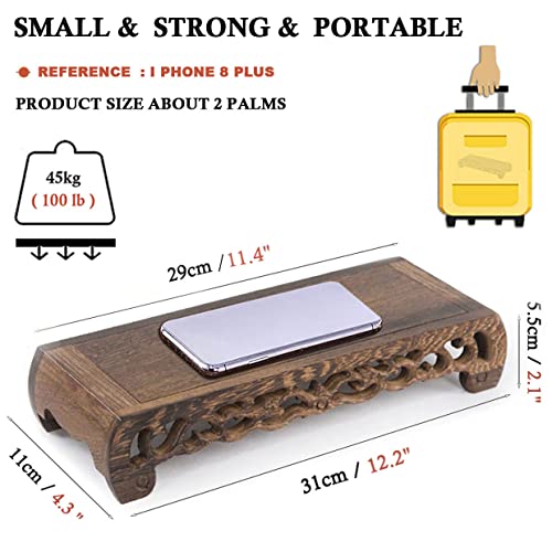 Small Hand-Carved Wooden Altar Table for Meditation