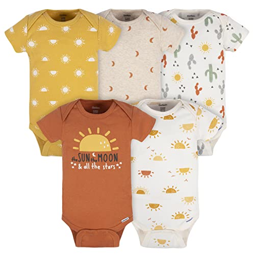 Gerber Baby 5-Pack Short-Sleeve Onesies, 0-3 Months