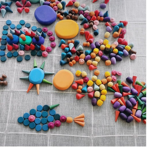 324 Multi-Colored Wooden Building Blocks for Kids