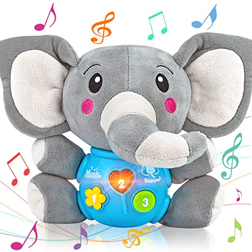 Plush Elephant Music Toy for Babies 0-12 Months